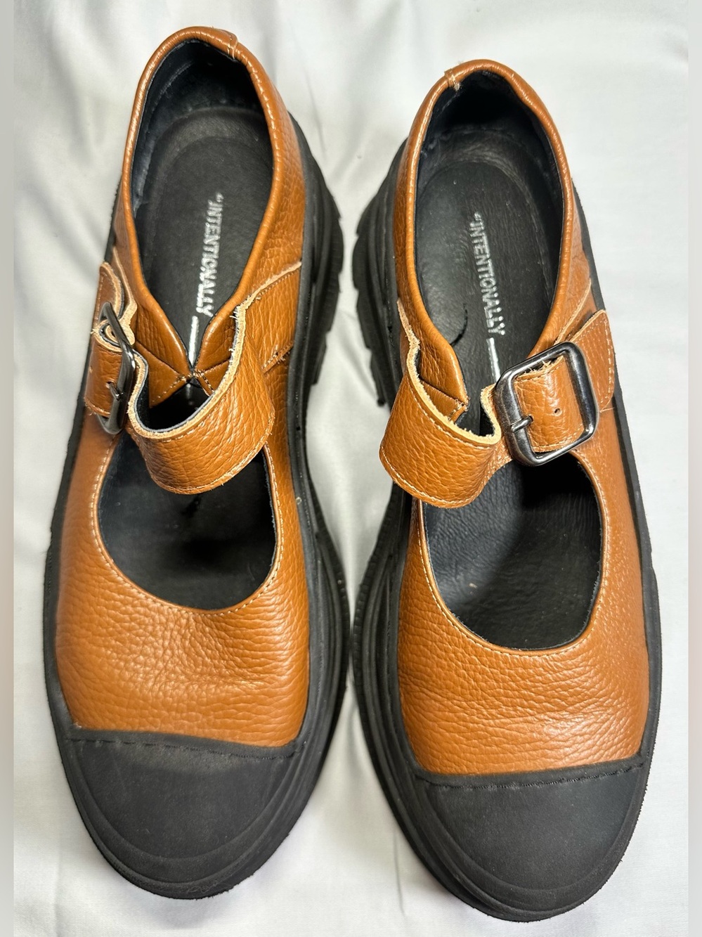 INTENTIONALLY BLANK COURTNEY LUG SOLE MARY JANE - BLACK/CAFE Size 8.5 - Picture 13 of 13
